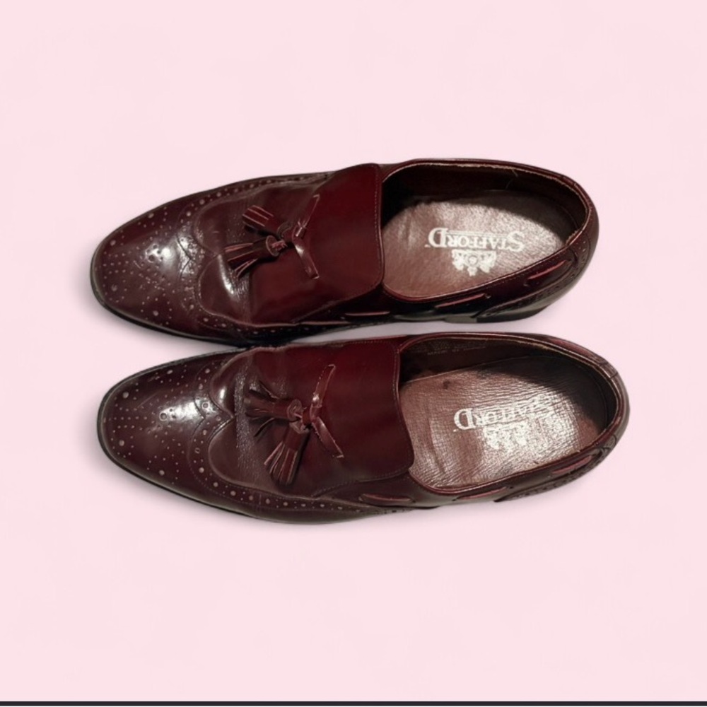 Stafford Men’s Burgundy Tassel Slip-On Loafers